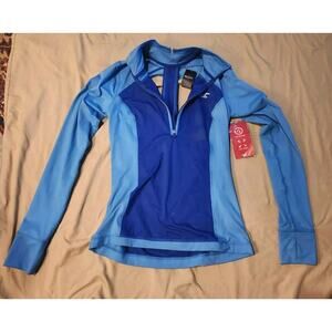 HOLLISTER SPORT Blue Colorblock Cutout Top L Zip Pullover Long Sleeve Shirt